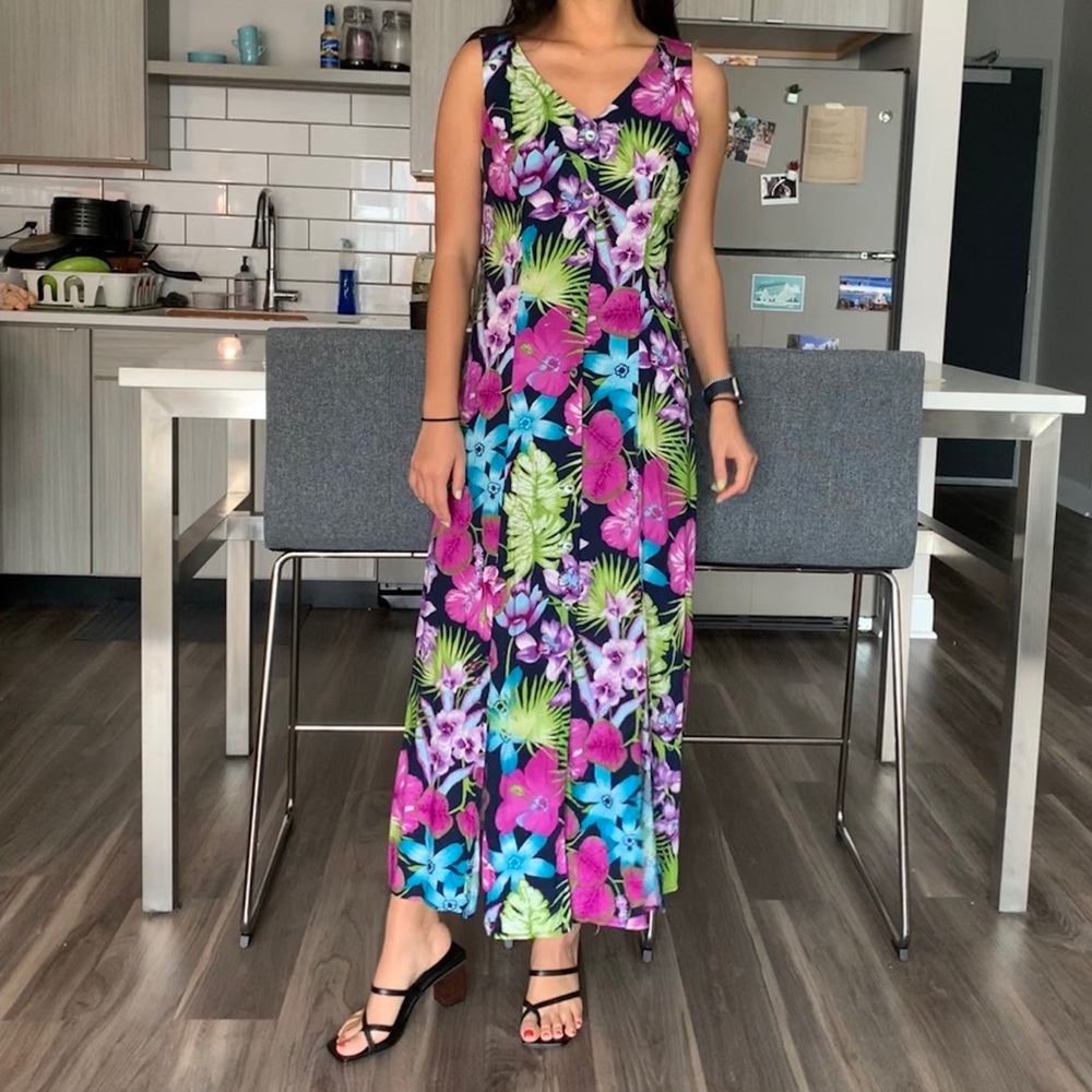 Vintage Tropical Maxi Dress